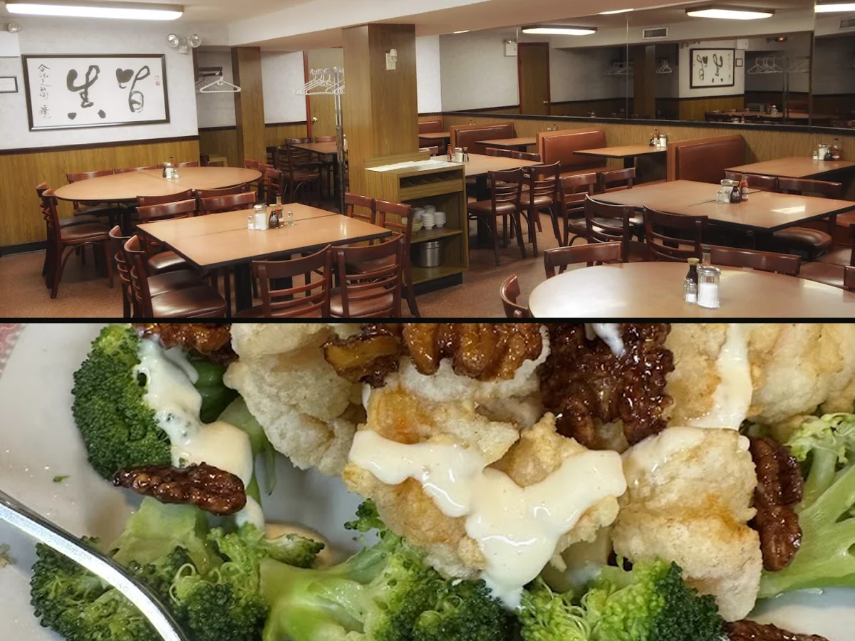 Chinese restaurant interior with plain seating.
