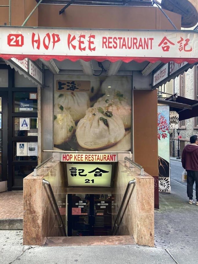 Hop Kee Restaurant storefront on Mott Street.